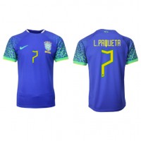 Camiseta Brasil Lucas Paqueta #7 Visitante Equipación Mundial 2022 manga corta